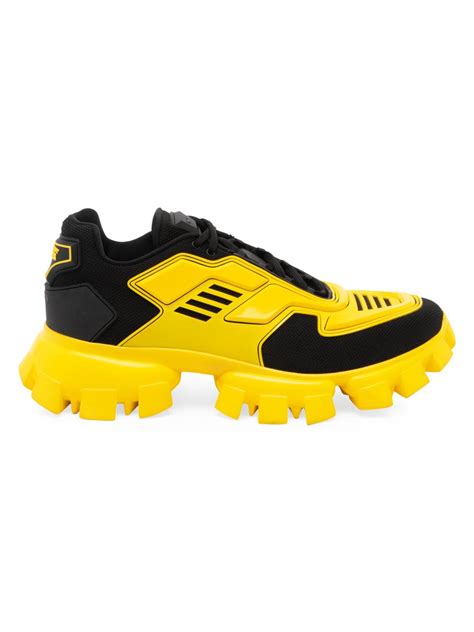 prada black and yellow shoes|yellow and white prada sneakers.